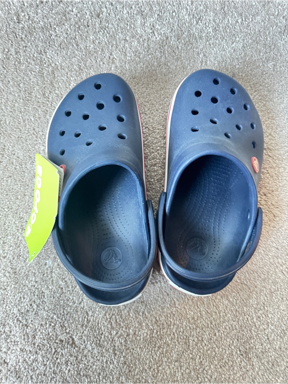 CROCS Kids Navy Blue Slip-On Clogs with Pink Trim
